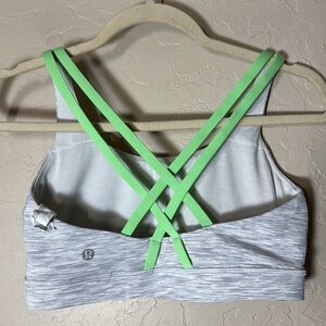 lululemon athletica Sports Bra in White with Green Straps